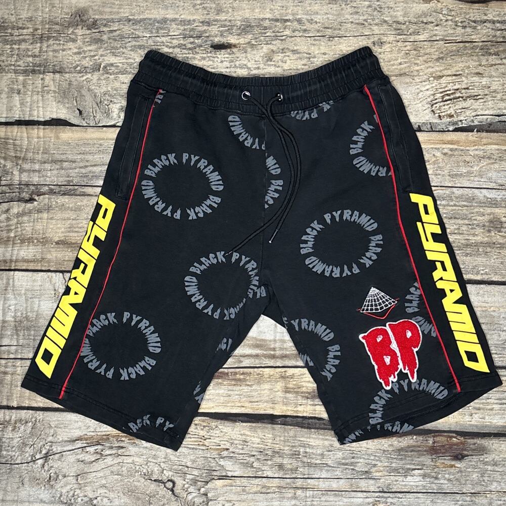 Chris Brown Black Pyramid Sweat Shorts Chenille BP Black Mens Size Smalle